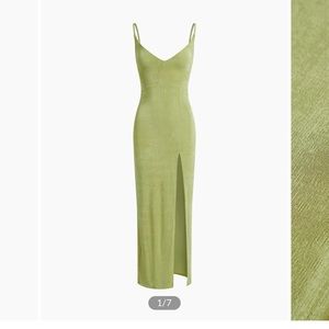 Strap slit midi dress in Green Small